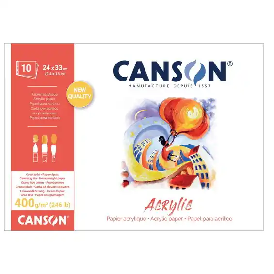 Canson Acrylic akrylblock 24×33 cm,10 ark, 400 g/m² | Mycket populär