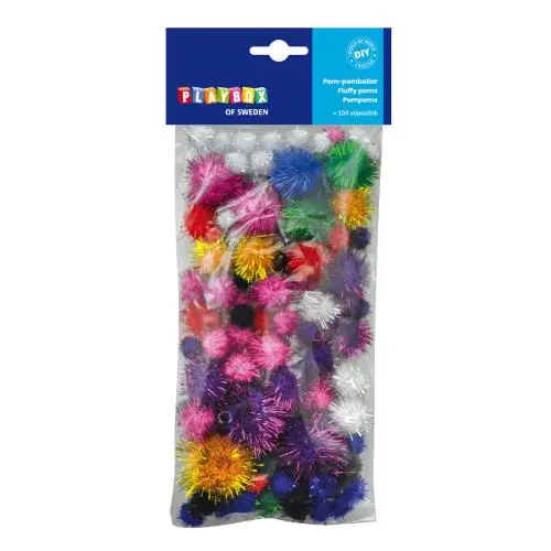 Deal - Pompom Glitter, Färgmix (100st)