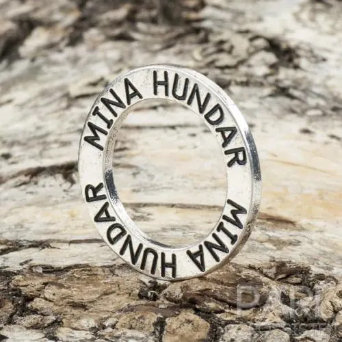 Budskapsring "MINA HUNDAR" 22 mm, Antiksilver (st) | Specialerbjudande