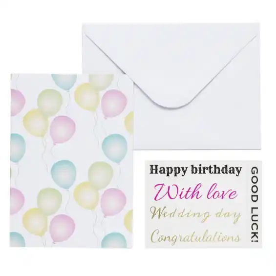 Dagens erbjudande | Kortkit A5 (105×148 mm) med kuvert & stickers – Ballong