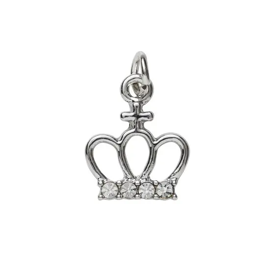 Silverfärgat hänge charm prinsesskrona med strass 12,3×15 mm - Kundfavorit