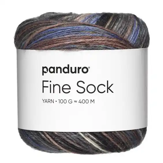 Garn Fine Sock 100g blå, bruna & grå nyanser - Kampanj