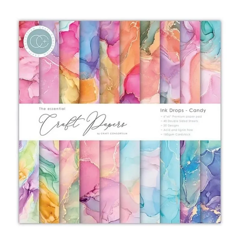 Extra bra pris - Papper 15 x 15 cm - Ink Drops candy (40 ark)